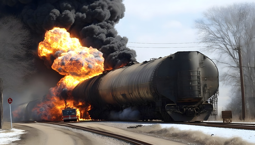 Twenty of the derailed train cars at East Palestine contained hazardous chemicals. (Adobe Stock)