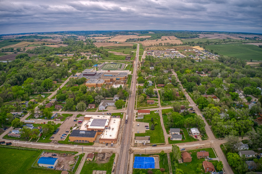 Aerial view of Winnebago, Neb., home of Little Priest Tribal College. It is one of 32 fully accredited Tribal Colleges and Universities (TCUS) in the United States. (Jacob/Adobe Stock)