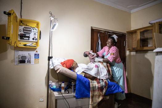 Health centers like this one in Uganda use We Care Solar Suitcases to maintain reliable power. The nonprofit estimates almost 14 million mothers and newborns have benefited since 2010. (We Care Solar)
