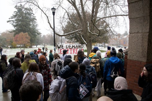 University of New Hampshire students and community members gathered last week to protest the Israeli war in Gaza and demand the Biden Administration call for an immediate ceasefire to prevent further civilian casualties. (Ahsan)
