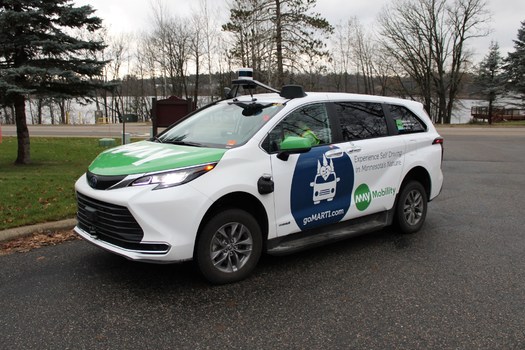 One of the five self-driving vans now serving the northern Minnesota community of Grand Rapids. The vans are part of a program called 