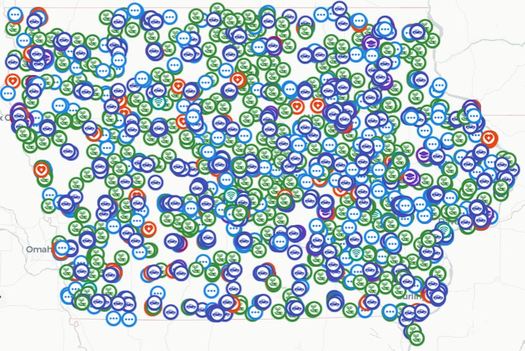 IowaAtwork.com is an interactive map of 3,240 infrastructure projects totaling more than $13 million in federal investments in Iowa. (Progress Iowa) 