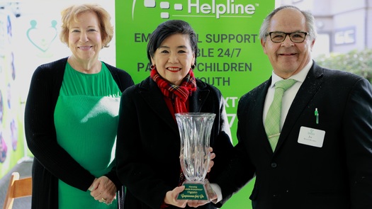 Parents Anonymous President Dr. Lisa Pion-Berlin, Congresswoman Judy Chu and board member Joe Gonzalez at the opening of the nonprofit's new headquarters in Pasadena. (Jeremy Pion-Berlin)