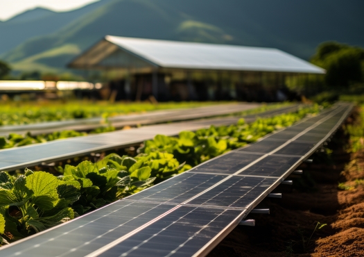 Farmers can combine renewable energy, such as solar panels, with crops on their property, a process known as agrivoltaics, to maximize the revenues from their farmland. (Adobe Stock)