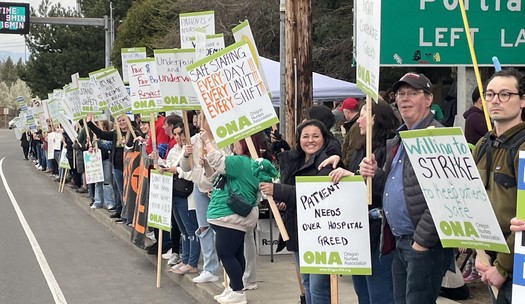 Nurses from Providence St. Vincent in Portland held an informational picket amid contract negotiations. (Oregon Nurses Assocation)