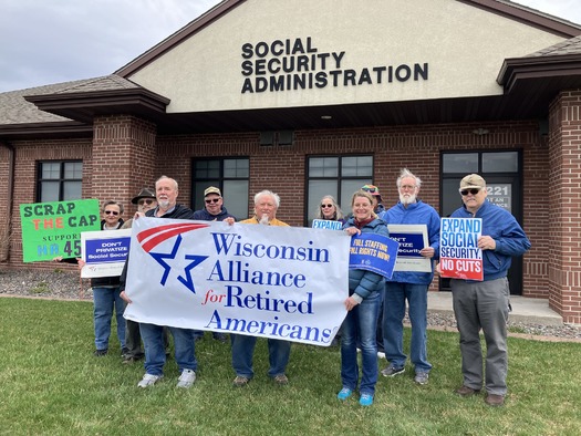 Demonstrators appear at a recent Wisconsin rally, where attendees called for making the Social Security program stronger without cutting benefits. (Wisconsin Alliance for Retired Americans)