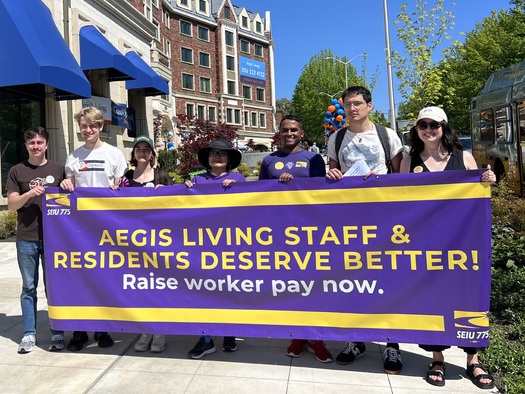 SEIU 775 workers at Aegis Living gathered for a rally at the company's new facility earlier this month. (SEIU 775)