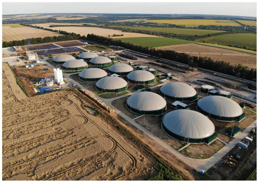 An aerial view of biogas production. (Photo courtesy of Shutterstock)