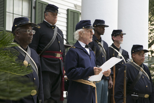 Reenactors recreate a reading of the Emancipation Proclamation at the Knott House Museum in Tallahassee in 2015. (Florida Memory)