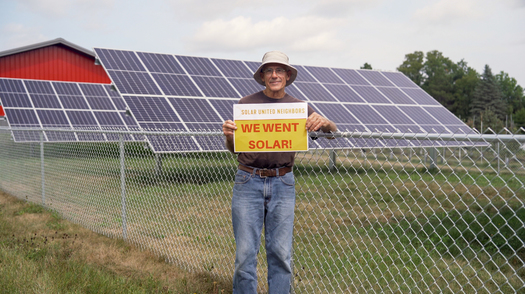 Minnesota farmer Stuart Lavalier proudly displays his solar installation on his property along the Iron Range. (Photo courtesy of Resource Rural)