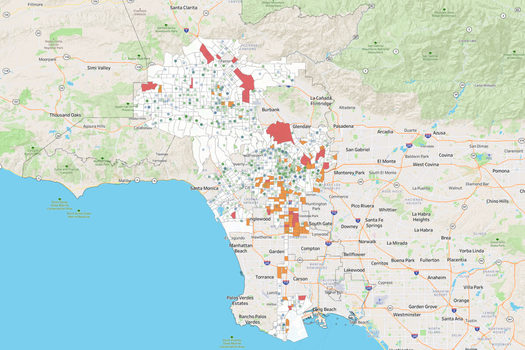 A map from the University of Southern California shows communities in the Los Angeles area considered 