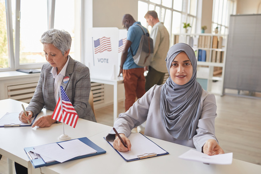 The vast majority of poll workers in Maine are women, college-educated and are retired, according to a survey by the Scholars Strategy Network. (Adobe Stock)