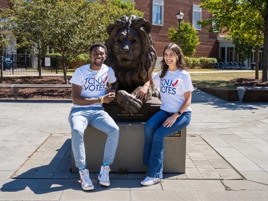 Jared Williams, president of student government at The College of New Jersey, and Aria Chalileh, vice president. 