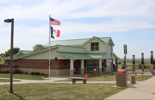 A rest stop along Interstate 80 near Adair, Iowa, was one of the first in the state to include an adult-size changing table. (Tony Leys/KFF Health News)
