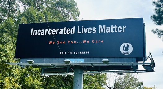 A billboard near Smithfield, N.C., where more than 600 men are housed at the Johnston Correctional Institution, sends a message to inmates. Statewide, more than 37,000 people are currently incarcerated in 55 state prisons. (Recidivism Reduction Education Programs)