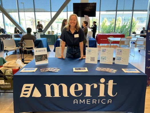 Responding to California's troubled community college transfer system, Merit America travels to job fairs around the state, offering certificate programs in cyber security, data analytics, IT support, UX design and project management. (Merit America)