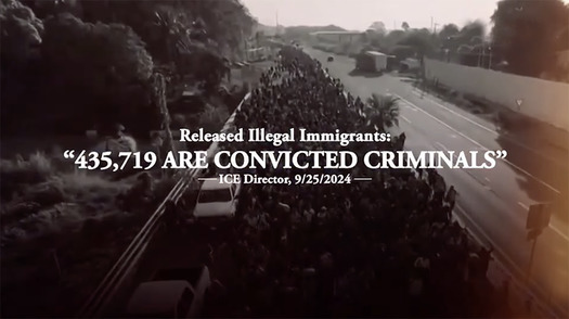 A screenshot from a Donald Trump for President advertisement includes a claim fact-checkers have found misleading. Therapists said such rhetoric has taken a toll on undocumented immigrants' mental health. (Photo courtesy of MinnPost)