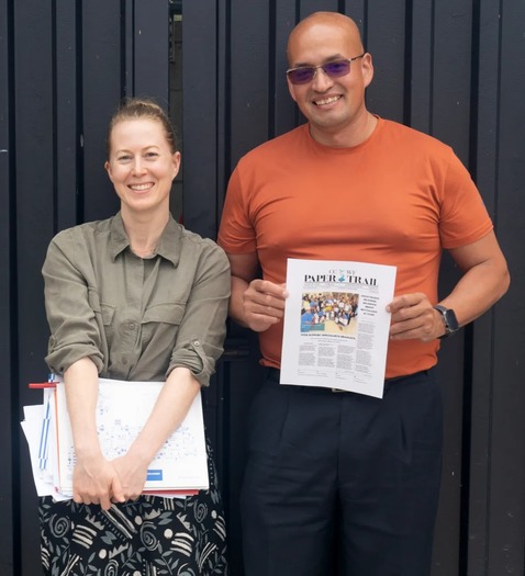 Kate McQueen and Jesse Vasquez lead the Pollen Initiative's journalism program at the Central California Women's Facility. (Anya Petrone Slepyan/Daily Yonder)