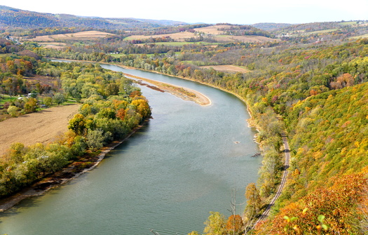 The Susquehanna River is Chesapeake Bay's largest tributary, contributing 50% of its fresh water. The river is nearly one mile wide at Harrisburg, Pennsylvania, and has a normal flow of 18 million gallons per minute at Havre de Grace, Maryland. (Khairil/Adobe)