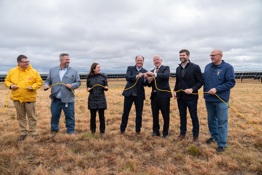 Xcel Energy officials and Minnesota dignitaries gathered this week for a ceremonial connection of the company's Sherco solar facility. Phase One is now online and the utility says once fully operational, Sherco will power 150,000 homes. (Photo courtesy Xcel)