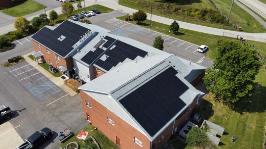 Aerial view of solar arrays on the Franklin County Extension Office in Frankfort. (Franklin County Extension Office)