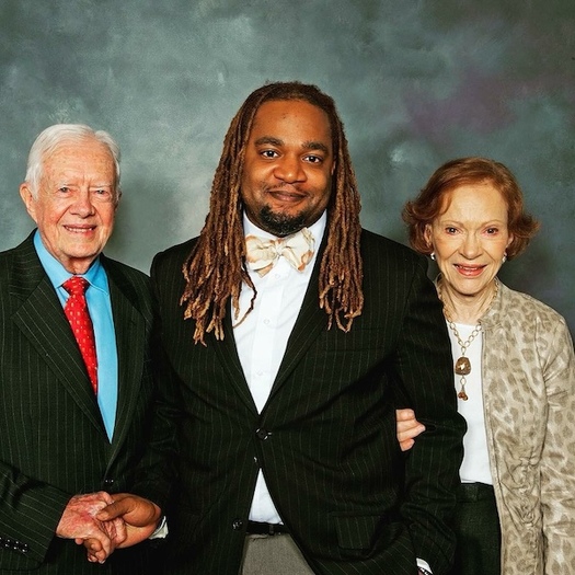 Jimmy Carter, seen here with Mashun D. Simon and Carter's wife Rosalynn, was awarded the Nobel Peace Prize in 2002 for his many years of international humanitarian service. (Photo courtesy of Simon)