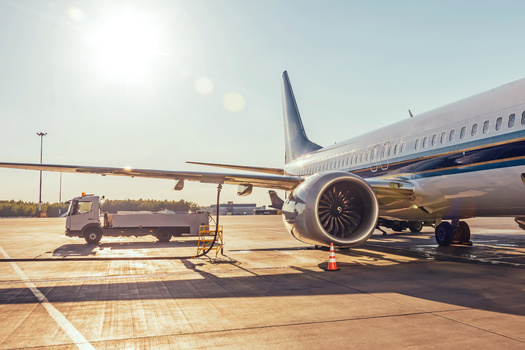 Sustainable aviation fuel is a liquid fuel used in commercial aviation. It reduces carbon dioxide emissions by up to 80%, according to the International Air Transport Association. (Adobe Stock)