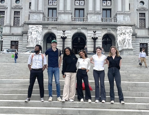 A group of students from the Univerity of Pennsylvania's Political Empathy Lab visited the state capitol in Harrisburg on a 