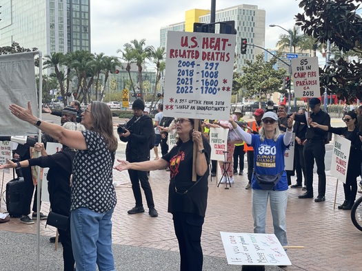 Protesters with the Interfaith Coalition for Earth Justice of San Diego drew attention to the effects of climate change at an event in November. (GreenFaith)