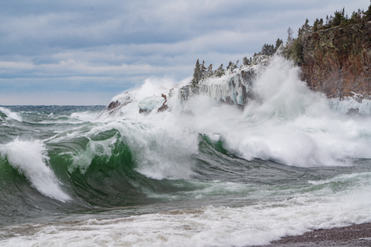 UMD researchers say Lake Superior's raw wave power tends to run from September to May. But climate change might be extending those conditions, potentially opening the door to more exploration of converting wave energy into electricity. (Adobe Stock)