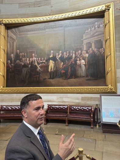 Rep. Darren Soto, D-Fla., showed several constituents the Capitol rotunda, which held Trump's inauguration. (Trimmel Gomes)