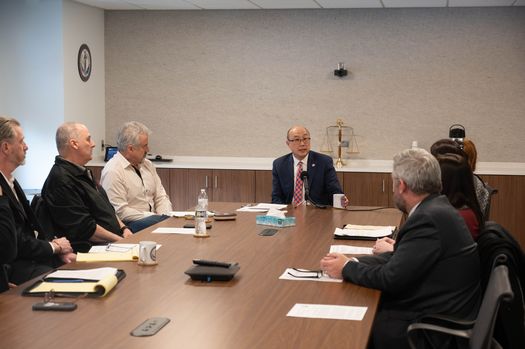 Ramsey County Attorney John Choi, center, provides an update on a new plea agreement that stemmed from a wage-theft investigation. (Photo courtesy of Fair Contracting Foundation of Minnesota)