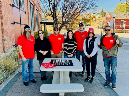 In 2024, AARP awarded a total of $45,000 in Community Challenge grant funding to four Wyoming communities. The City of Evanston installed outdoor game tables downtown. (Downtown Evanston)
