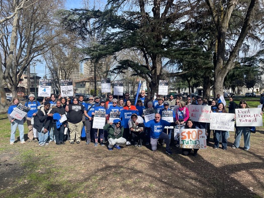 Protesters in California and across the nation came together for a day of action on Tuesday to underscore the importance of making higher education more accessible and affordable. (Matt Hardy/California Federation of Teachers)
