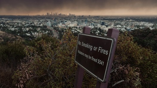 Smoke hovers above Los Angeles as seen on January 8, 2025, as a result of wildfires. (Zack Hughes)