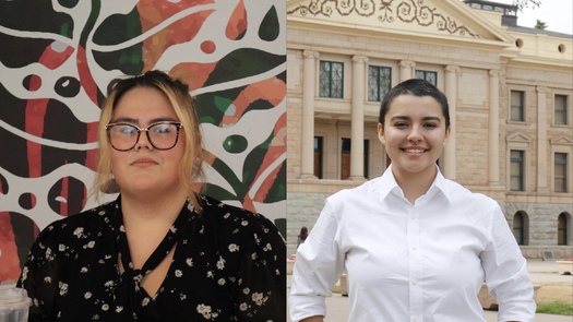 Joelly B. Chavez, left, encourages folks to get informed and 