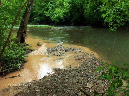 Photo by Bill Hughes. Wyatt Run where it empties into Fishing Creek downstream of Stone Energy Wellpad #2