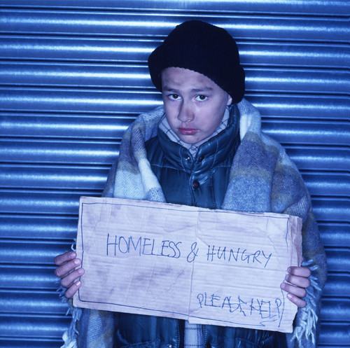 PHOTO: Homeless and hungry child.