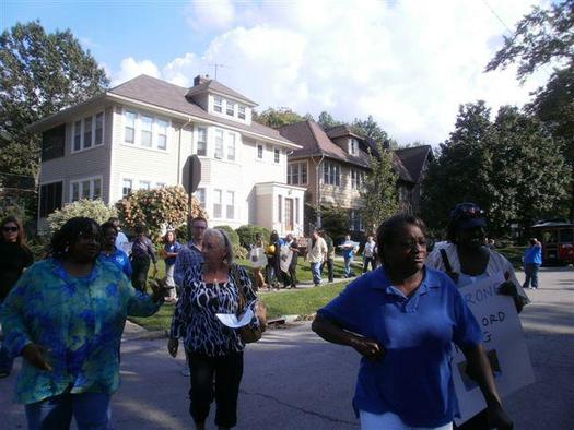 PHOTO: Residents protesting foreclosures. Photo credit: ESOP