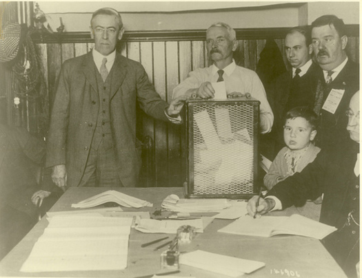 Photo: Woodrow Wilson casts his ballot in presidential election, 1916. Courtesy: Woodrow Wilson Presidential Library Archives