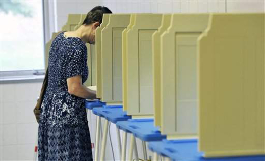 PHOTO: Voting booth. CREDIT: Courtesy 'Our Vote Our Future.'