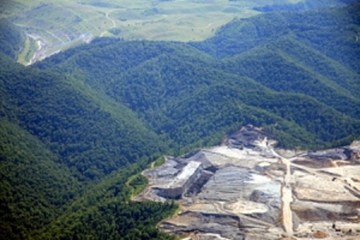 Blair Mountain with adjacent mountaintop removal mine. Photo by Kenneth King courtesy of Friends of Blair Mountain. 