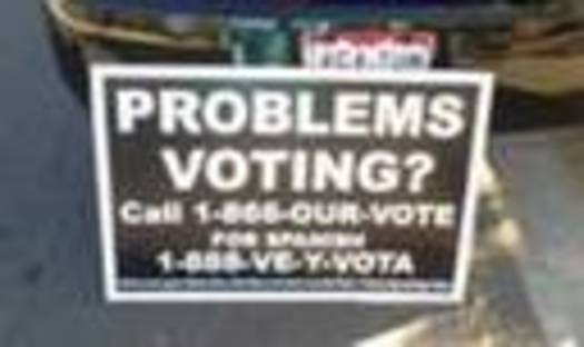 PHOTO. Election Protection Hotline information sign.