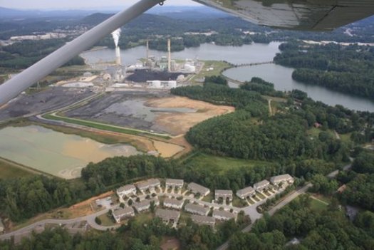 Photo: Aerial view of Progress Energy's coal fired power plant in Asheville. Courtesy: Kelly Martin