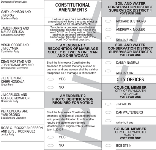 PHOTO: Minnesotans will vote on two amendments to the state constitution next week.