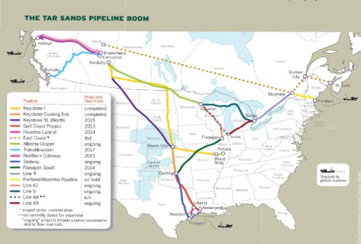 Thousands of tar sands pipelines would criss cross the nation  Courtesy of: Catherine Mann/InsideClimate News