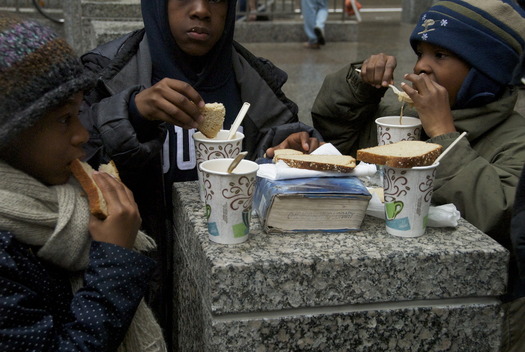 Children eating at breadline outside Senator Durbin's office      Photo credit: Debbie Southorn