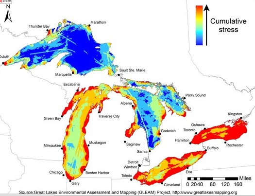 IMAGE: A new mapping project shows stressed areas of Great Lakes Region.