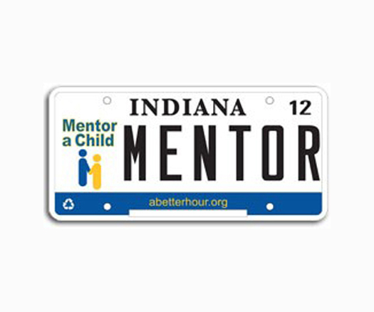 Photo: Indiana Mentor License Plate, photo courtesy: Indiana Mentoring Partnership