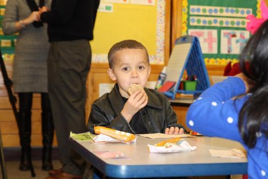 PHOTO: Allowing children to eat breakfast in the classroom is one way to boost participation in school meal programs, and also to ensure that kids don't start the day hungry. Courtesy of Food Research & Action Center.